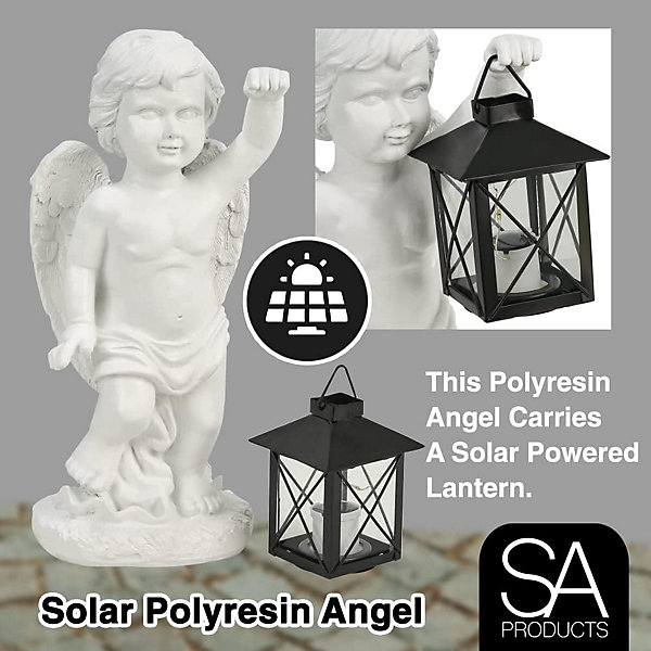 SA Products Solar Polyresin Angel Statue - Garden Sculpture SA Products Solar Polyresin Angel Statue - Garden Sculpture