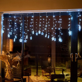 SA Products Star Curtain Fairy Lights - Window Christmas Lights with 12 Stars, 8 Twinkle Effects - Remote & Hanging Hooks - 3m