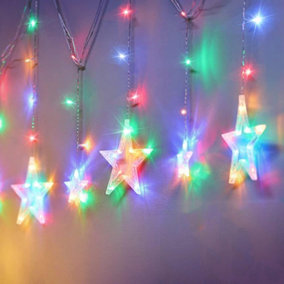 SA Products Star Lights - LED Curtain Lights - 138 Multicolour Bulbs 8 Lighting Modes Adjustable Brightness Timer - Waterproof