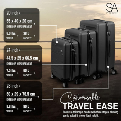 SA Products Suitcase Set of 3 - ABS Hard Shell Suitcases - 6
