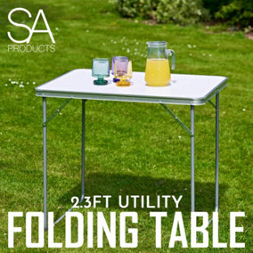 SA Products Utility - 2.3ft Portable Foldable Table for Camping, Party & Picnic