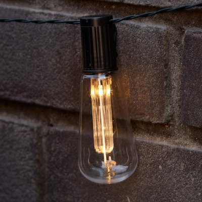 SA Products Vintage Edison Bulb Solar Garden String Lights - Warm White 10 LEDs - 2.25m - 6