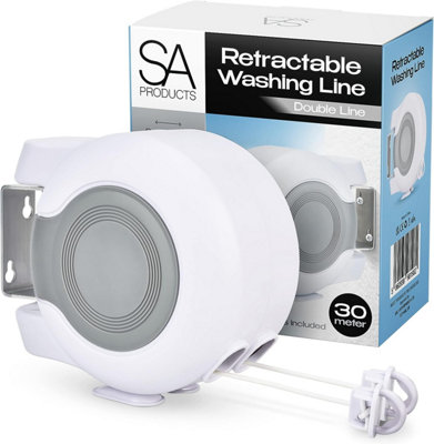 SA Products Wall Mounted Twin Cable Retractable Washing Line