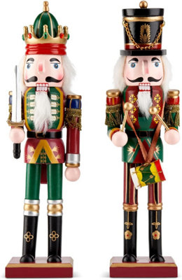 SA Products Wooden Nutcracker Ornaments - Standing Pine Wood Christmas Nutcracker Decorations - 30cm Tall Nutcracker 2-Pack Set Price Comparisons | Compare The Build