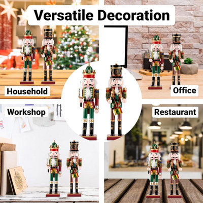 SA Products Wooden Nutcracker Ornaments - Standing Pine Wood Christmas Nutcracker Decorations - 30cm Tall Nutcracker 2-Pack Set - 6