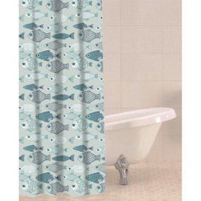 Sabichi Shower Curtain with Baby Fish Design Blue (One Size)