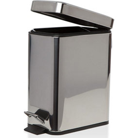 Sabichi Stainless Steel Bin - 5L Slim Kitchen Bin - Removable Inner Bucket  - Hanging Loop - Soft Close Pedal Bin