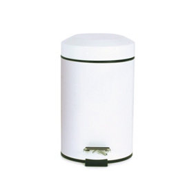 Sabichi White Bin - 3L Kitchen Bin - Removable Inner Bucket - Carbon Steel Bathroom Bin - Hanging Loop - Soft Close Pedal Bin