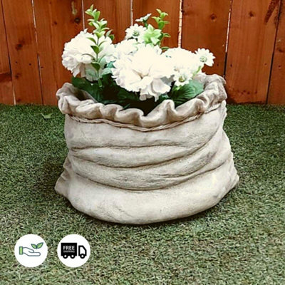 Sack design Stone cast Plant Pot