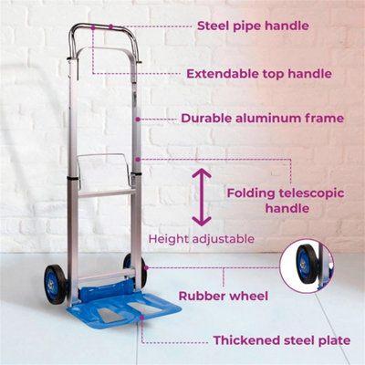 Sack Trolley Folding Hand Truck 100kg Capacity Sack Barrow Extendable ...