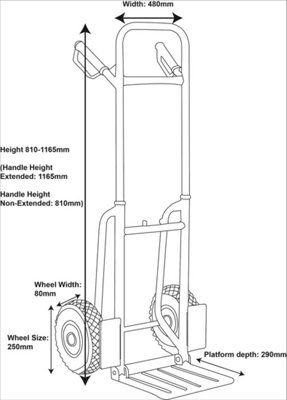 Sack Truck with Pneumatic Tyres 200kg Folding Toe