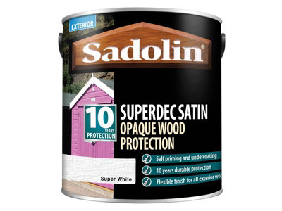 Sadolin 5028826 Superdec Opaque Wood Protection Super White Satin 2.5 litre SAD5028826