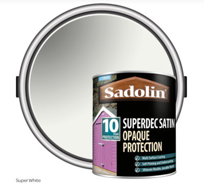 Sadolin 5028827 Superdec Opaque Wood Protection Super White Satin 5 litre SAD5028827