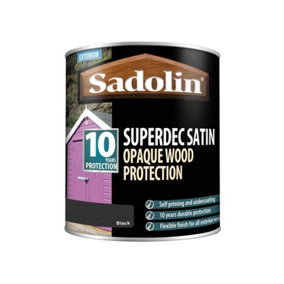 Sadolin 5028828 Superdec Opaque Wood Protection Black Satin 1 litre SAD5028828