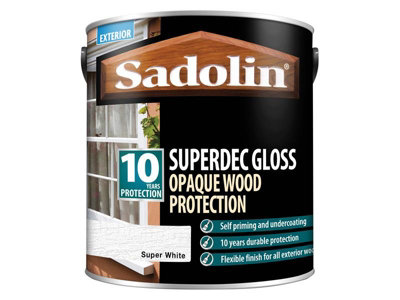 Sadolin 5028851 Superdec Opaque Wood Protection Super White Gloss 2.5 litre SAD5028851