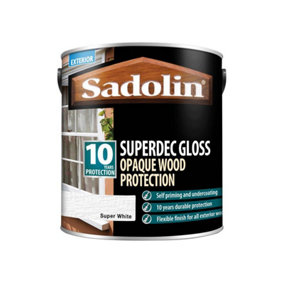 Sadolin 5028851 Superdec Opaque Wood Protection Super White Gloss 2.5 litre SAD5028851