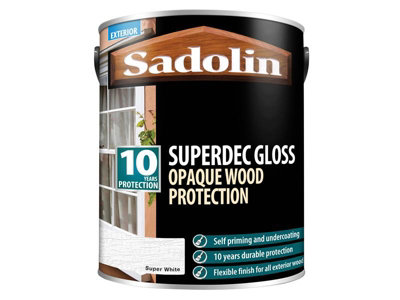 Sadolin 5028852 Superdec Opaque Wood Protection Super White Gloss 5 litre SAD5028852