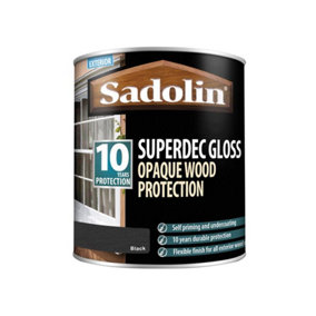 Sadolin 5028853 Superdec Opaque Wood Protection Black Gloss 1 litre SAD5028853