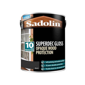 Sadolin 5028855 Superdec Opaque Wood Protection Black Gloss 5 litre SAD5028855