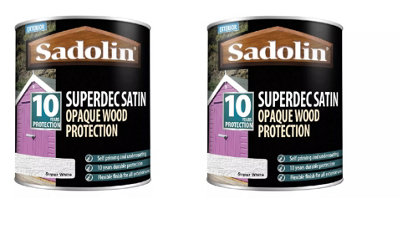 Sadolin Superdec Opaque Wood Protect White Satin 1L Pack of 2