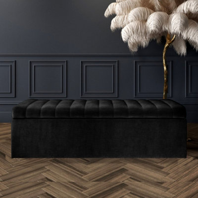 Safar 120cm Wide Ottoman Storage box - Black Naples with Storage