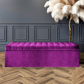 Safar 120cm Wide Ottoman Storage box - Purple Naples Ottoman Bench with Storage