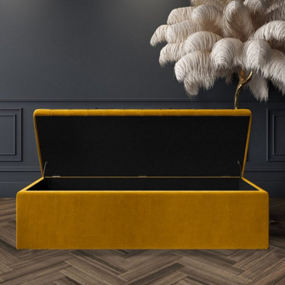 Safar 4ft Ottoman Storage box - Mustard Gold Plush Velvet