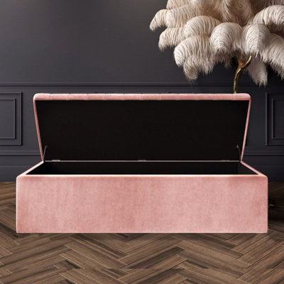 Safar 5ft Ottoman Storage box - Pink Plush Velvet