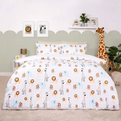 Safari Animal Zoo Printed Reversible Duvet Cover Set with Pillowcase DIY at B&Q