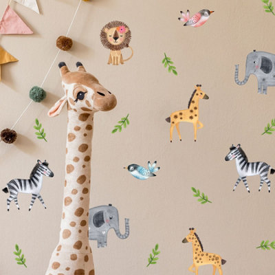 Safari Wall Sticker Pack Children's Bedroom Nursery Playroom Décor Self-Adhesive Removable
