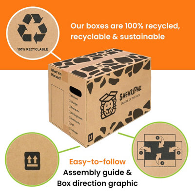 SAFARIPAK - 10 Pack Strong Cardboard Packing Moving House Boxes 52cm x ...