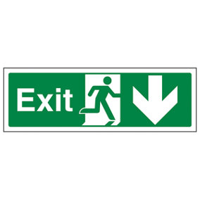 Safe Condition Exit Arrow Down Sign - Glow in Dark - 600x200mm (x3)
