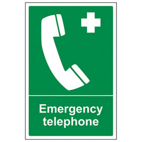 Safe Condition General Sign - Emergency Telephone Adhesive Vinyl - 100x150mm (x3)