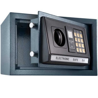 Safe - electronic with double bolt locking system, LED display, code and keys, 20 x 31 x 22 cm - black Price Comparisons | Compare The Build