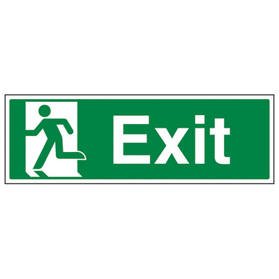 SAFE EXIT Sign - Final Exit Man LEFT - Rigid Plastic - 600x200mm (x3)