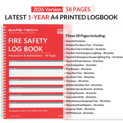 SAFE-TECH Fireproof Document Bag & 1 Year Fire Safety Log Book for ...