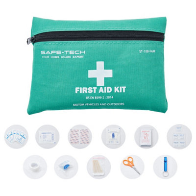SAFE-TECH First Aid Kit for Motor Vehicles and Outdoor BS EN 8599-2:2014