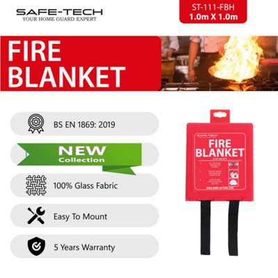 SAFE-TECH Hard Pack Fire Blanket 1.2x1.2 m