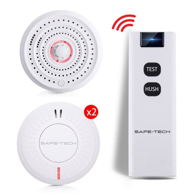 SAFE-TECH Home Interlinked Smoke & Heat Alarms Bundle, 10 Year Tamper-Proof Battery