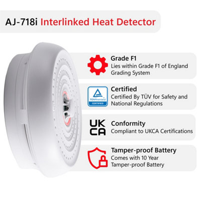 SAFE-TECH Interlinked Heat Alarm With 10 Years Tamperproof Battery
