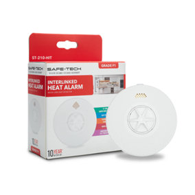 SAFE-TECH Interlinked Heat Alarm with LED Indicator and Silence Button, 10-Year Tamper-Proof Battery