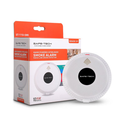 SAFE-TECH Mains Powered Interlinked Smoke Alarm With Built-in RF Module