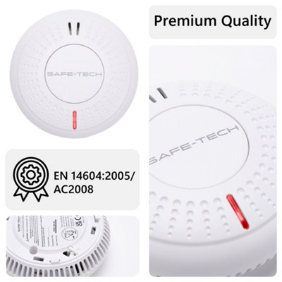 SAFE TECH Smoke Alarm,Interlinked Radio-Link Smoke Detector with LED Indicator and Test Silence Button,AJ-763