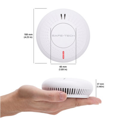 SAFE TECH Smoke Alarm,Interlinked Radio-Link Smoke Detector with LED Indicator and Test Silence Button,AJ-763