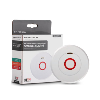 SAFE-TECH Standalone Smoke Detector With 10 Years Tamperproof Battery ...