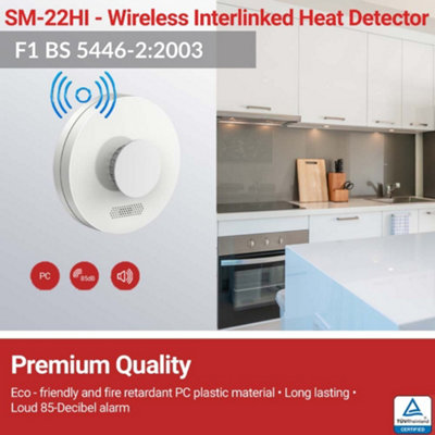 SAFE TECH Wireless Interlinked Heat Alarm, Heat Detector with Tamper ...
