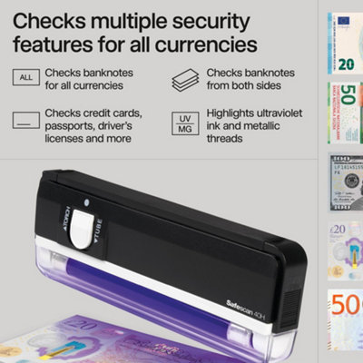 Safescan 40H Portable Counterfeit Money Detector - Checks Notes, Credit ...