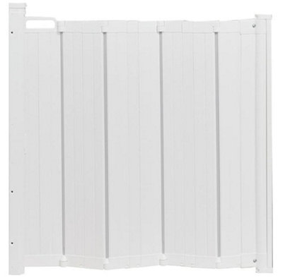 Safetots Automatic Folding Retractable Baby Gate 55cm 89cm White Folding Stair Gate for Babies Retractable Safety Gate DIY at B Q