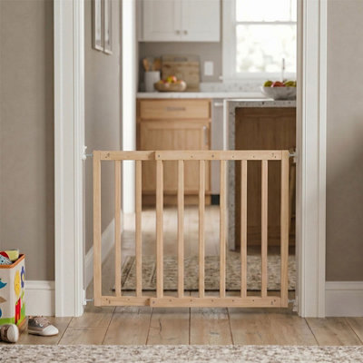 Safetots Chunky Wooden Screw Fit Stair Gate, Natural, 63.5cm - 105.5cm ...