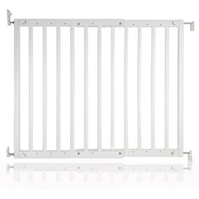 Safetots Chunky Wooden Screw Fit Stair Gate, White, 63.5cm - 105.5cm, Wood Baby Gate, Screw Fit Safety Barrier